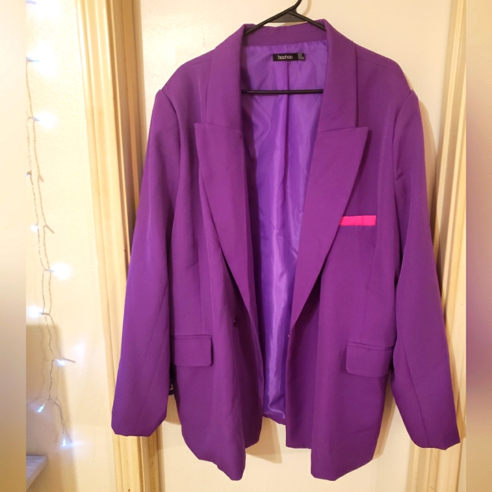 Boohoo Plus Royal Purple Blazer